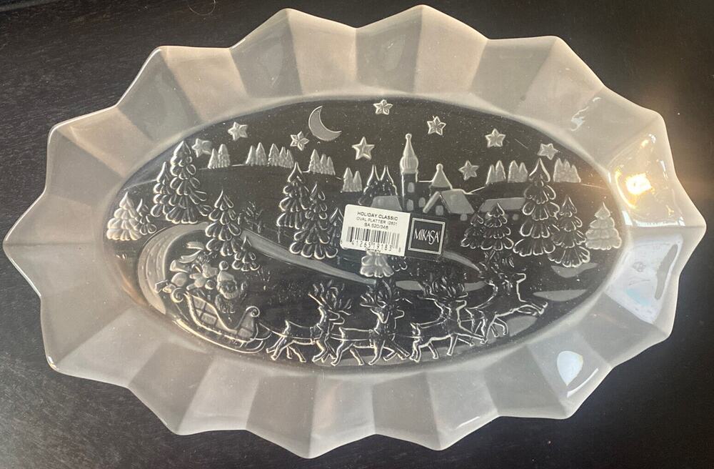 MIKASA HOLIDAY CLASSICS 11-3/4" GLASS OVAL PLATTER